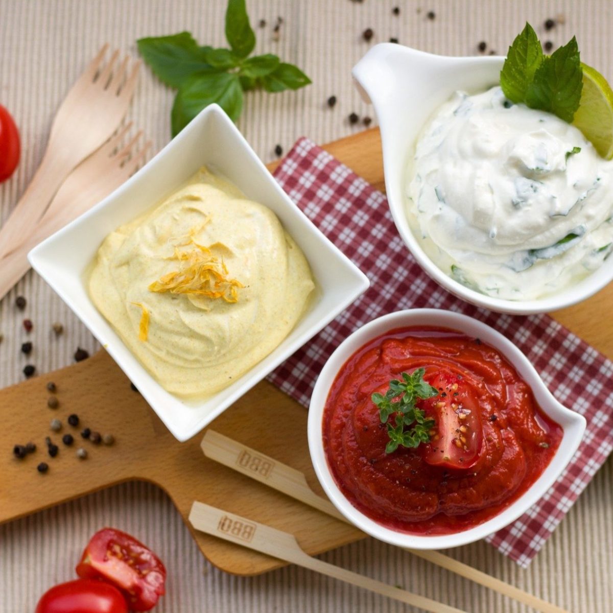 Salse messicane Guacamole, Salsa allo yogurt e Salsa di pomodori